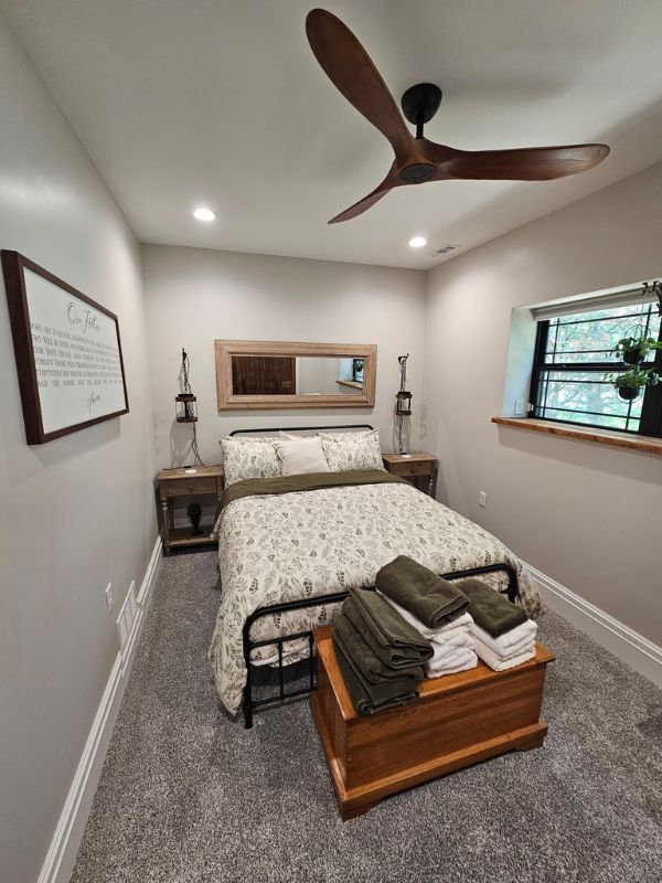 Newly painted bedroom in an addition by Seymour Construction.
