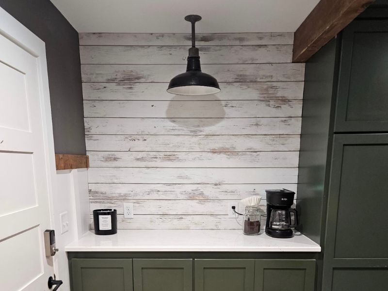 Custom coffee bar as part of a two bedroom, one bathroom addition in Hays, Kansas.